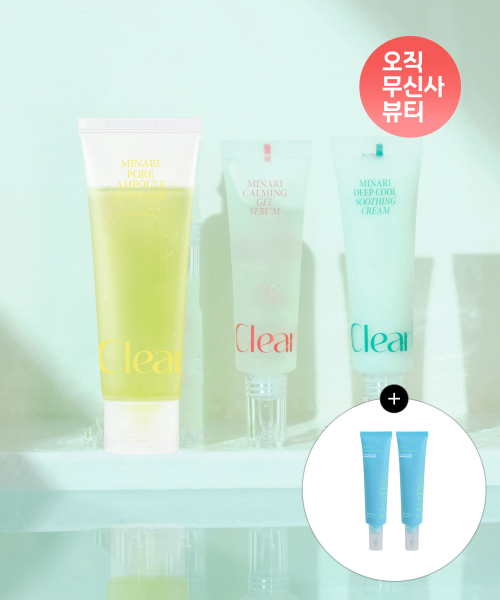 [단독/선로션 듀오 증정] 미나리 모공 트리오 SET 클렌저(2개입) + 젤 세럼(2개입) + 수딩 크림(2개입)