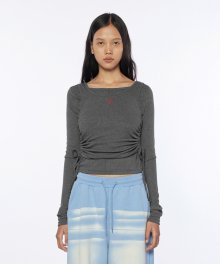 Boat Neck Layered Top Set (charcoal)