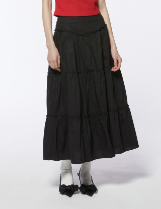 핍펫(PIPPET) Shirring Cotton Skirt (black)