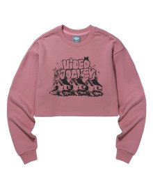 기묘한 마을 크롭 스웨트 셔츠 [핑크]