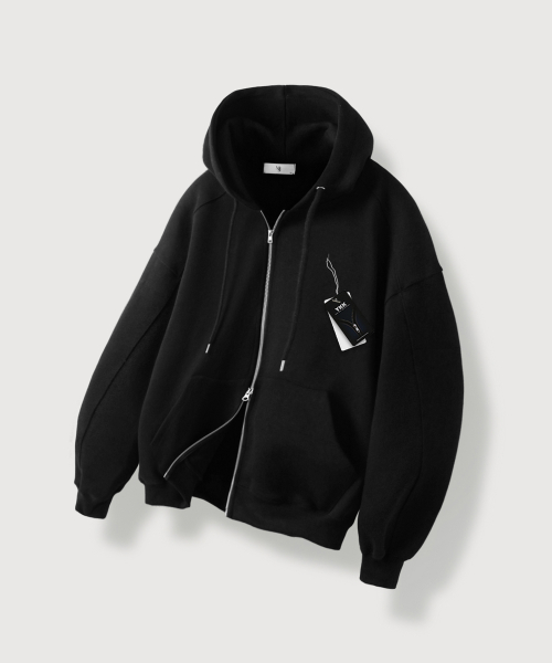 Плотный худи на молнии Signature_Black