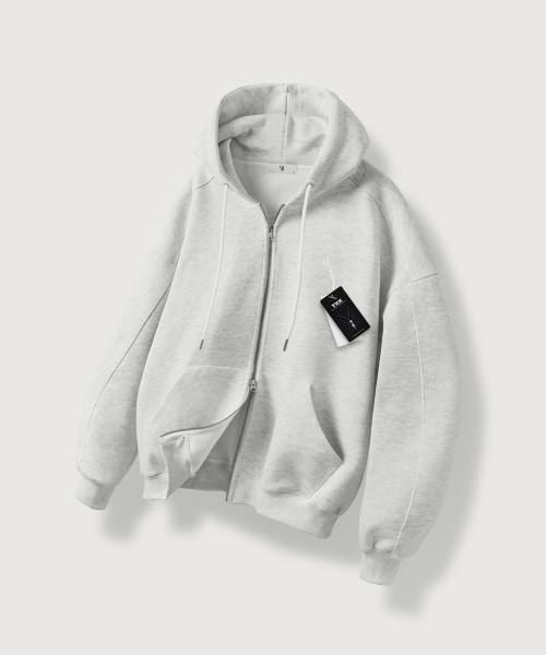 Плотное худи на молнии Signature Heavy Sweat_White Melange
