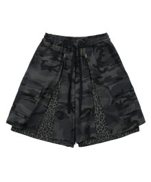 Camouflage Layered Zip Up Pants [CHARCOAL]