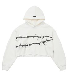Barbed Wire Cropped Hoodie [WHITE]
