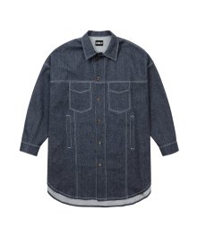 Recycled Denim Oversized Shirt Jacket [NAVY]