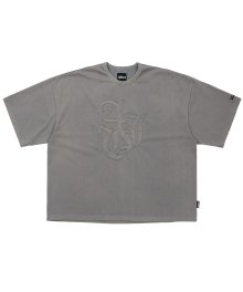 Sporty Logo Applique Washed T-Shirt [GREY]