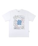 엠블러(AMBLER) Blue bear in the dream 오버핏 반팔 티셔츠 AS1101 (화이트)
