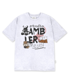 Bear Patch 오버핏 반팔 티셔츠 AS1106 (백멜란지)