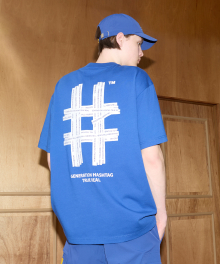 리플렉티브 해시태그 오버핏 반팔 티셔츠(다크 블루)