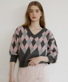 AT CLASSIC ALPACA ARGYLE KNIT GRAY