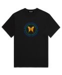 우즈(OUSE) 버터플라이 모자이크 오버핏 반팔 티셔츠 (DS001) 블랙