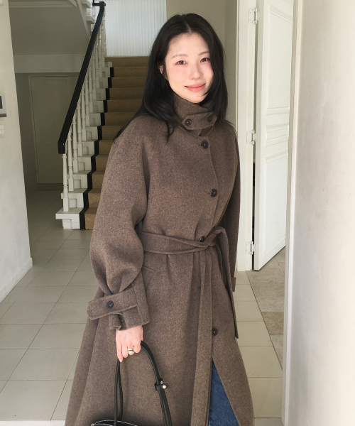 링서울 handmade wool trench coat-brown