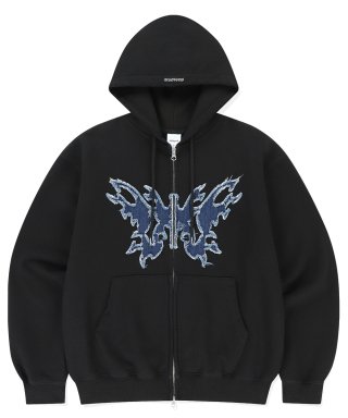 마하그리드(MAHAGRID) BUTTERFLY APPLIQUE HOOD ZIP-UP BLACK(MG2ESMM413A) 상품 이미지