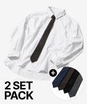 세컨모놀로그(SECONDMONO) (넥타이+셔츠 SET)사이드 슬릿 오버핏 코튼 셔츠 [WHITE]_SESH008WHITE