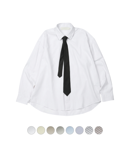(TIE SET)Side Slit Oversized Cotton Shirt [8 color]_SESH008