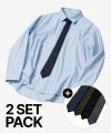 (넥타이+셔츠 SET)사이드 슬릿 오버핏 코튼 셔츠 [SKYBLUE]_SESH008SKYBLUE