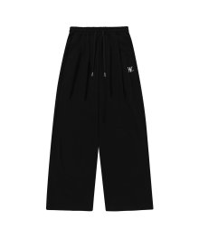 Signature tuck wide pants - BLACK