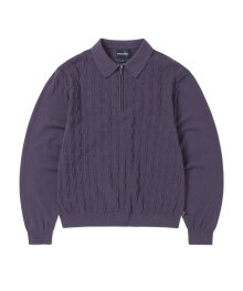 Cable Knit Zip Polo Violet
