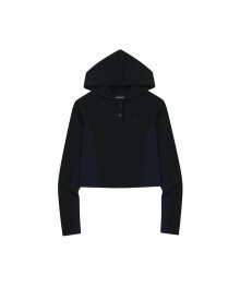 Color point warmer hood T-shirt - BLACK
