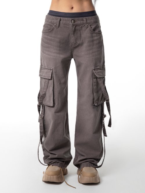 WASHING STRAP LOW-RISE джинсовый брюки DUST PINK