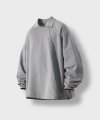 Wing Collar Incision Sweat Shirt - Melange Grey