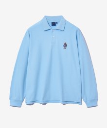 OVERSIZED EMBROIDERY DAN QUICK DRY PIQUE POLO SHIRT P.BLUE