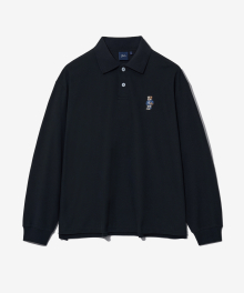 OVERSIZED EMBROIDERY DAN QUICK DRY PIQUE POLO SHIRT BLACK