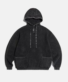 Pigment Dyed Knit Hoodie Black