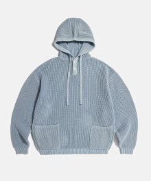 Pigment Dyed Knit Hoodie Arctic Blue