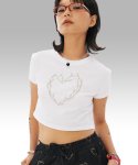 원더비지터(WONDERVISITOR) BN Heart Crop T-shirt [Grey]
