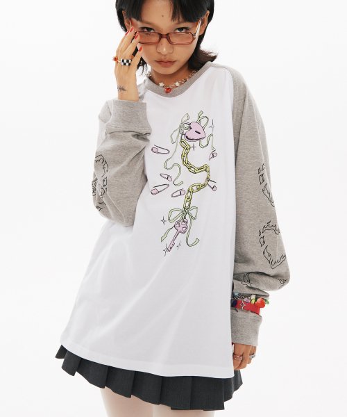 Heart Key Raglan Long sleeve [Melange Grey]