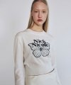 CASHMERE BUTTERFLY SIGNATURE CROP KNIT_IVORY BLACK
