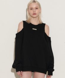 Open Shoulder Sweatshirt - Black