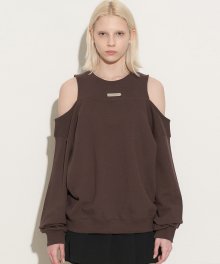 Open Shoulder Sweatshirt - Brown