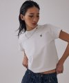 Metal Cut Point Crop T-shirts [ White ]
