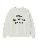 비욘드클로젯(BEYOND CLOSET) 드링킹 클럽 스웨이드 로고 스웨트 셔츠 화이트
