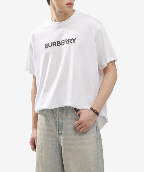 MUSINSA BURBERRY Logo Print Cotton Relaxed Fit Short Sleeve T Shirt White 8084234