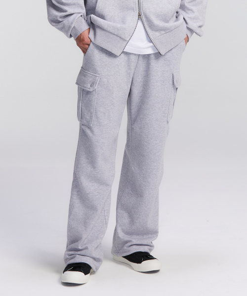 Широкие спортивные брюки-парашюты MELANGE GREY (MO6PU192-097)