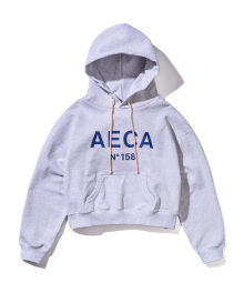 BIG LOGO CROP HOODIE-LIGHT GREY/NAVY