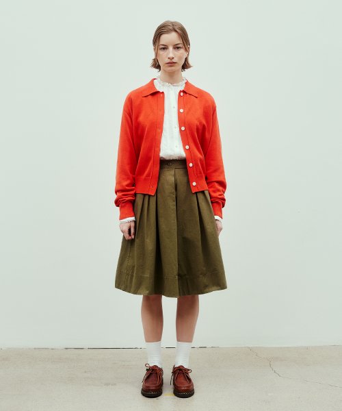 argyle collar knit cardigan(womens) crimson