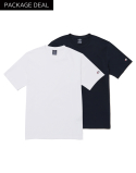 챔피온(CHAMPION) [EU] 베이직 반팔 티셔츠 2팩 (WHITE/NAVY)