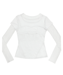 Layered Shoulder Strap Long Sleeves / White