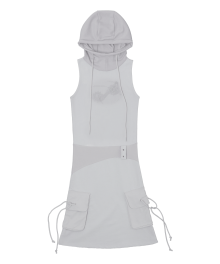 Knit Hoodie Sleeveless Dress / Grey