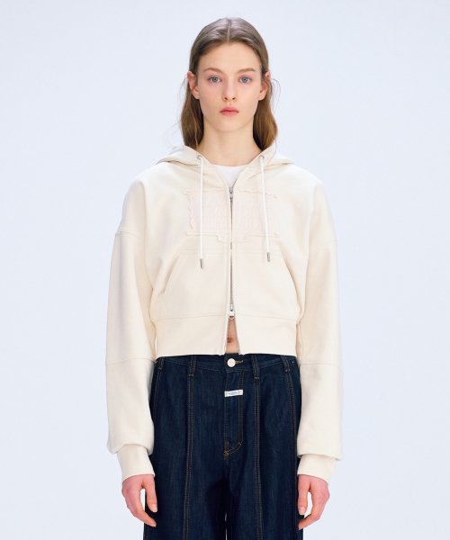 마리떼(MARITHE FRANCOIS GIRBAUD) W CLASSIC LOGO CROP HOODIE ZIPUP