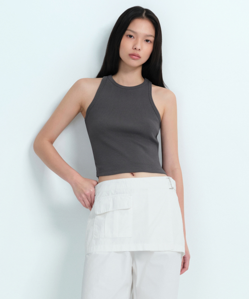 [무신사 스탠다드 우먼] 우먼즈 레이서 백 크롭 탱크 탑 [건메탈] MWCTE303-GT