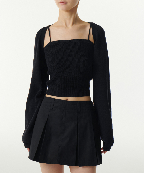 Женский трикотажный кардиган болеро [Black]