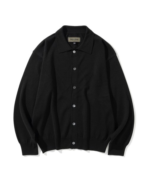 argyle collar knit кардиган black