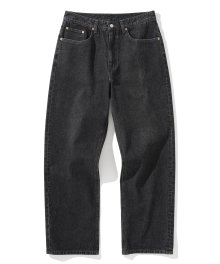 straight denim pants black washed