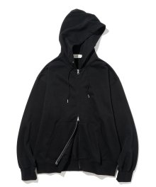 basic sweat hood zip up black