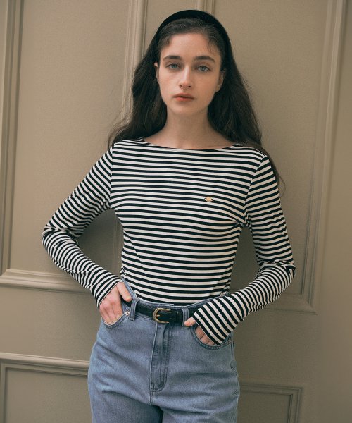 로라로라(ROLAROLA) STRIPE LONG SLEEVE T-SHIRT WH+BK - 사이즈